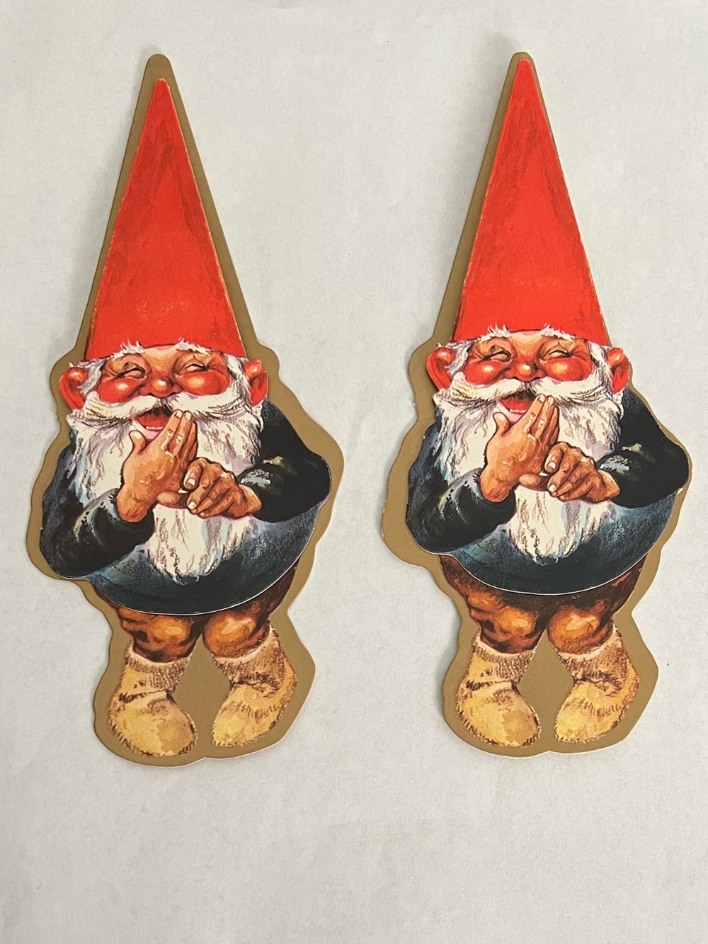 Vintage NOS 3D Gnome Holiday Gift Tags Decorations Christmas Art Craft